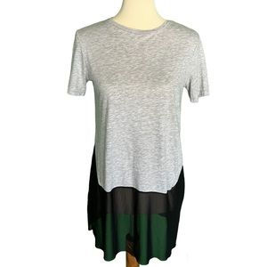 Zara light grey cotton tee with black sheer bottom